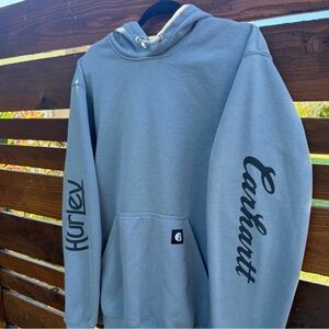 Carhartt x Hurley Concrete Heavyweight Hoodie Slate Blue Size Large NWOT GRAIL